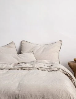 European Flax Piped Linen Duvet Set By Cultiver -Household Supplies Shop CULTIVER Piped Linen Natural and Forest 637ee872 36b8 41ea 8b77 d11229a9c495