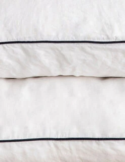 European Flax Piped Linen Pillowcases (set Of 2) By Cultiver -Household Supplies Shop CULTIVER Set of 2 Linen Pillowcases White Navy Swatch