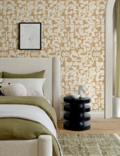 Organic Shapes Wallpaper By Sarah Sherman Samuel -Household Supplies Shop KhakiIrregularGridBedroom 3422 2