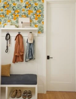 Orange Blossom Peel + Stick Wallpaper -Household Supplies Shop RMK12199R MudRoomVignette2 5733