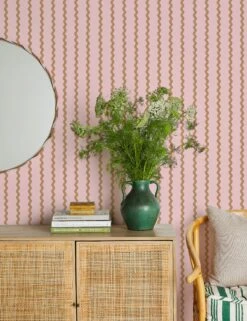 Ric-Rac Stripe Peel + Stick Wallpaper By Sarah Jessica Parker -Household Supplies Shop SJPRic RacStripe Pink Pecan RS