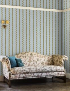 Ric-Rac Stripe Peel + Stick Wallpaper By Sarah Jessica Parker -Household Supplies Shop SJPxWS Ric Rac Stripe Morning Dew Olive RS