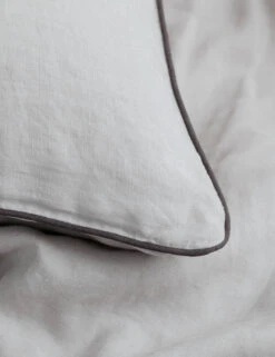 European Flax Piped Linen Euro Pillowcases (set Of 2) By Cultiver -Household Supplies Shop Smoke Grey Detail SITECROP