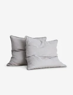 European Flax Piped Linen Euro Pillowcases (set Of 2) By Cultiver -Household Supplies Shop Smoke Grey Euro SITECROP