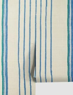 Two Tone Stripe Grasscloth Wallpaper By Nathan Turner -Household Supplies Shop TwoToneStripeSeaGreenBlue