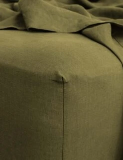 European Flax Linen Fitted Sheet By Cultiver -Household Supplies Shop cultiver linen bedding olive fitted sheet 1 V2