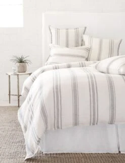 Jackson Linen Duvet By Pom Pom At Home -Household Supplies Shop jackson cream grey bed front 1 1