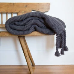 Trestles Chunky Knit Throw By Pom Pom At Home -Household Supplies Shop pom pom at home trestles throw midnight 1